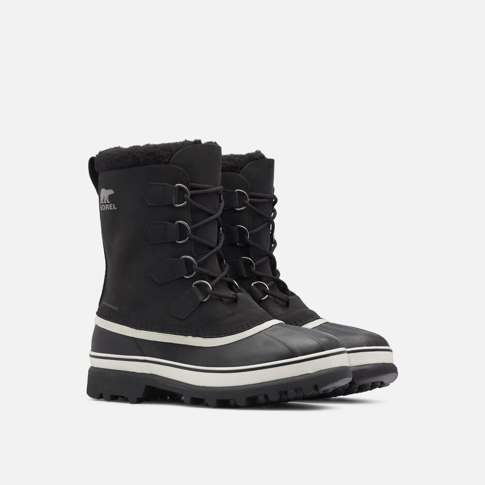 NEW Sorel Mens Winter Snow Boots Caribou Black/Stone Waterproof Size 12